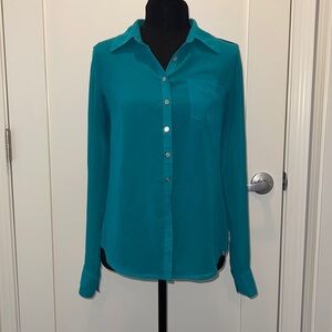 Guess chiffon semi-sheer button down blouse